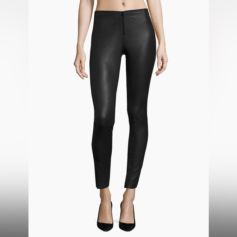 Alice + Olivia Front-zip Leather Leggings